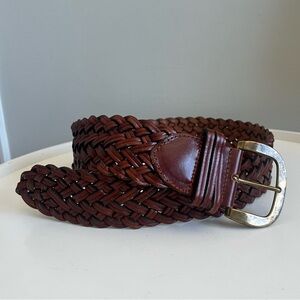 Vintage TALBOTS Women’s Braided Woven Brown Genuine Leather MEDIUM Belt